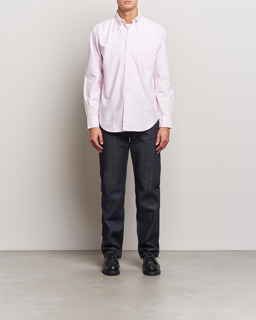 Homme | Chemises | Kamakura Shirts | Vintage Ivy Oxford Button Down Shirt Pink Stripe