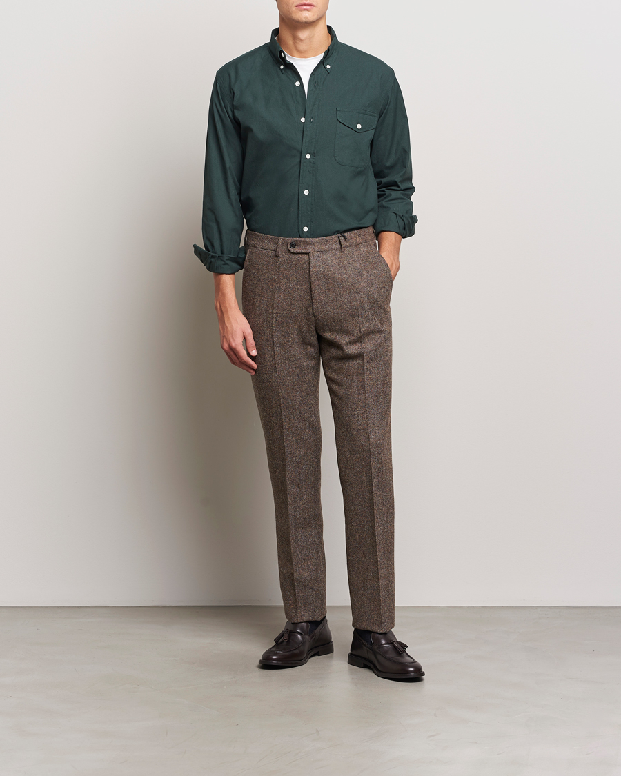 Homme | Chemises | Kamakura Shirts | Vintage Ivy Flap Pocket Shirt Dark Green