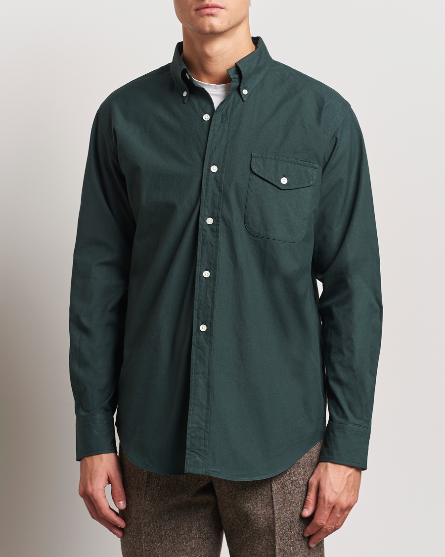 Homme | Chemises | Kamakura Shirts | Vintage Ivy Flap Pocket Shirt Dark Green