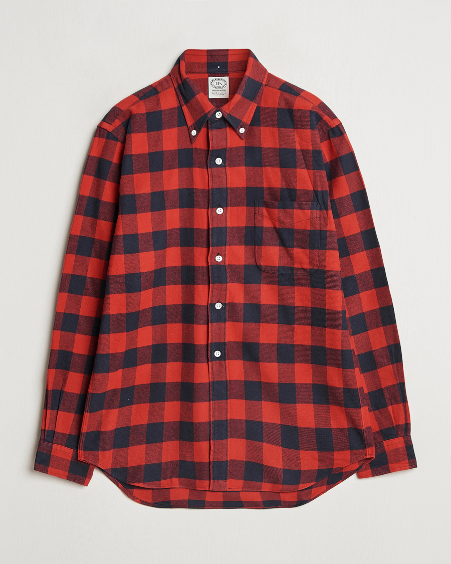 Homme | Chemises | Kamakura Shirts | Vintage Ivy Buffalo Check Flannel Shirt Red