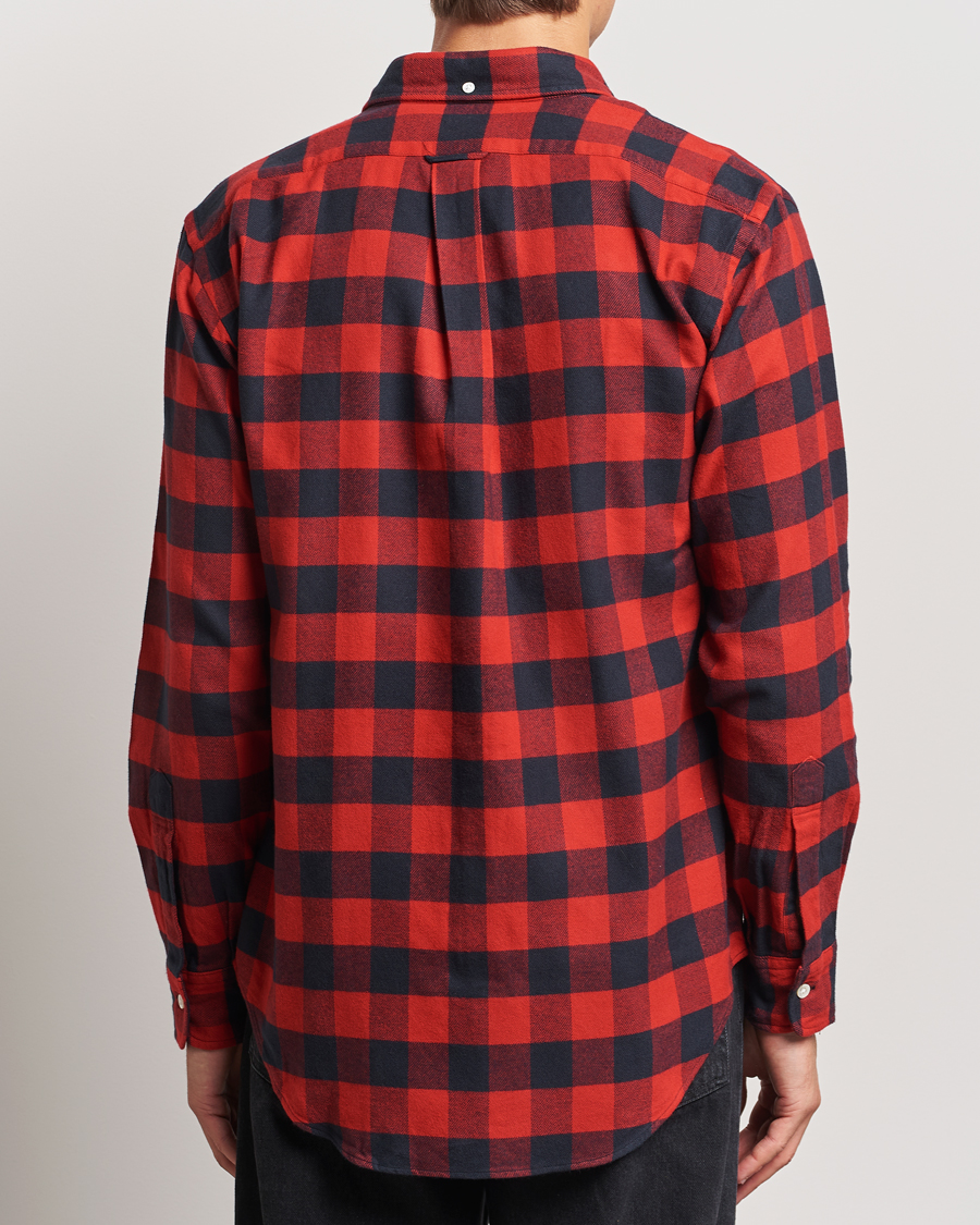 Homme | Chemises | Kamakura Shirts | Vintage Ivy Buffalo Check Flannel Shirt Red