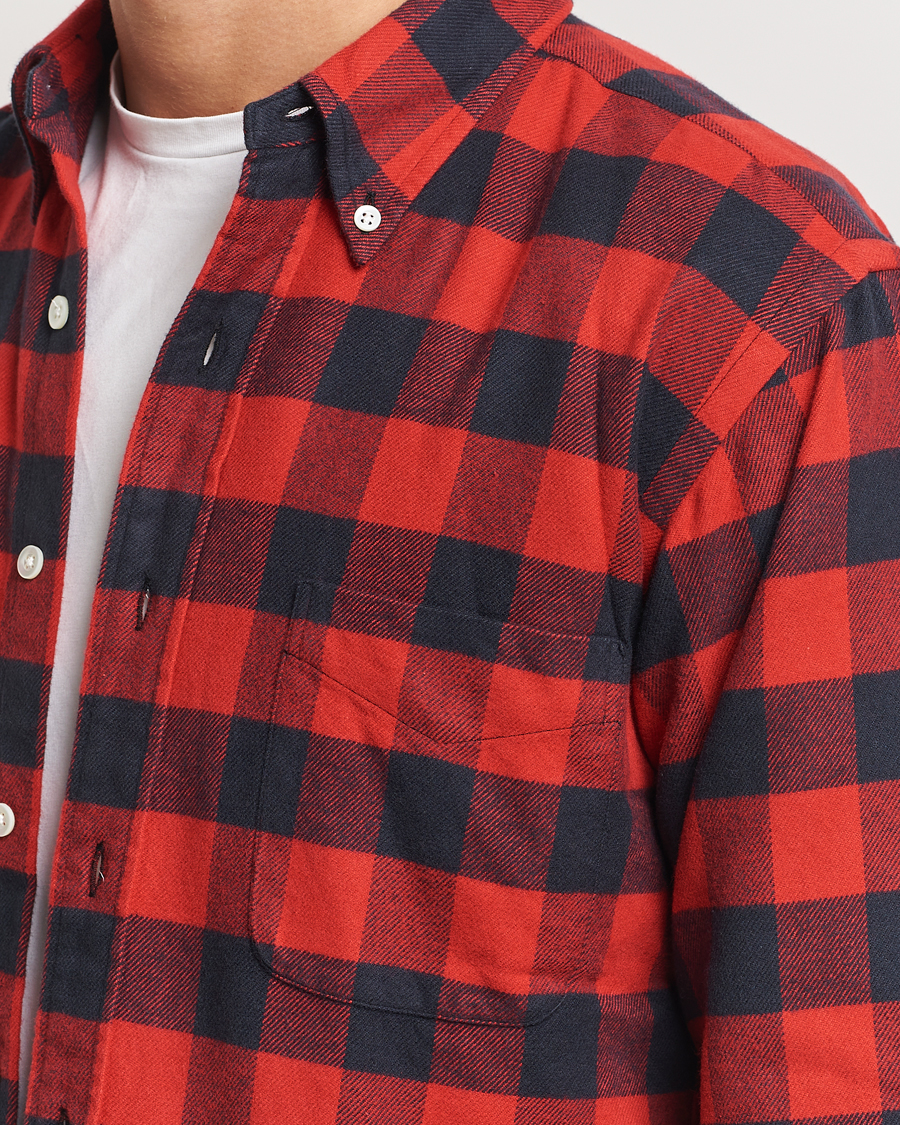 Homme | Chemises | Kamakura Shirts | Vintage Ivy Buffalo Check Flannel Shirt Red