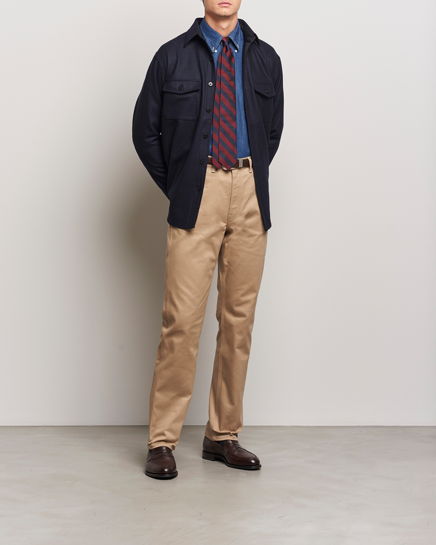 Homme | Chemises | Kamakura Shirts | Wool Flannel CPO Shirt Navy