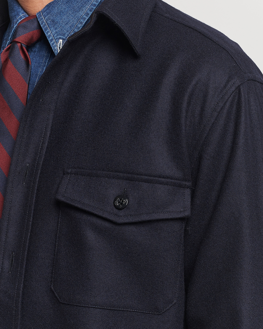 Homme | Chemises | Kamakura Shirts | Wool Flannel CPO Shirt Navy