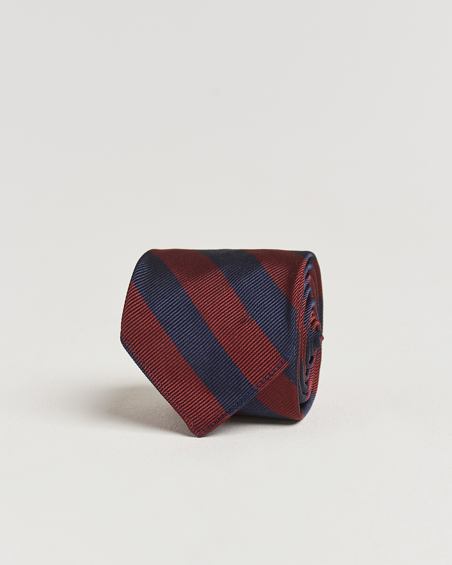 Homme | Kamakura Shirts Vintage Ivy Regimental Stripe Silk Tie Navy/Burgundy | Kamakura Shirts | Vintage Ivy Regimental Stripe Silk Tie Navy/Burgundy