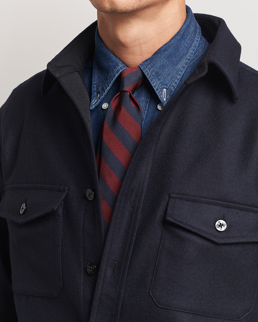 Homme | Kamakura Shirts Vintage Ivy Regimental Stripe Silk Tie Navy/Burgundy | Kamakura Shirts | Vintage Ivy Regimental Stripe Silk Tie Navy/Burgundy