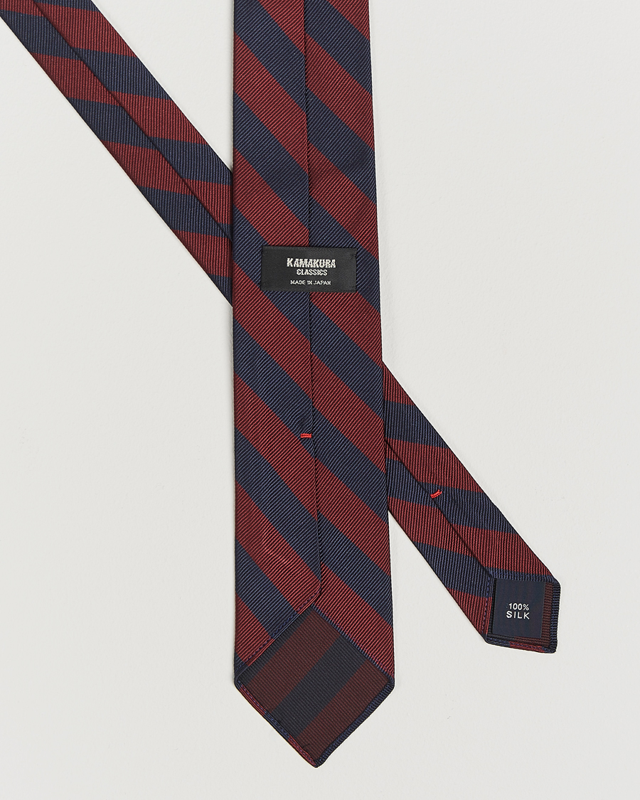 Homme | Kamakura Shirts Vintage Ivy Regimental Stripe Silk Tie Navy/Burgundy | Kamakura Shirts | Vintage Ivy Regimental Stripe Silk Tie Navy/Burgundy