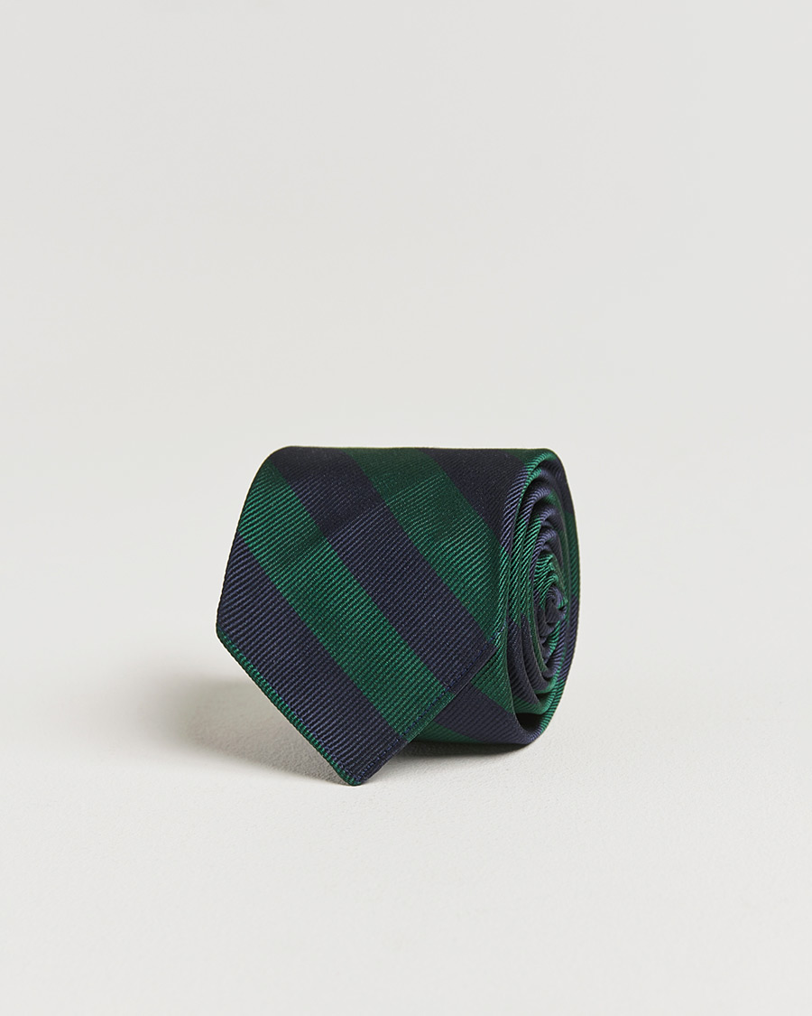 Homme | Kamakura Shirts Vintage Ivy Regimental Stripe Silk Tie Navy/Green | Kamakura Shirts | Vintage Ivy Regimental Stripe Silk Tie Navy/Green