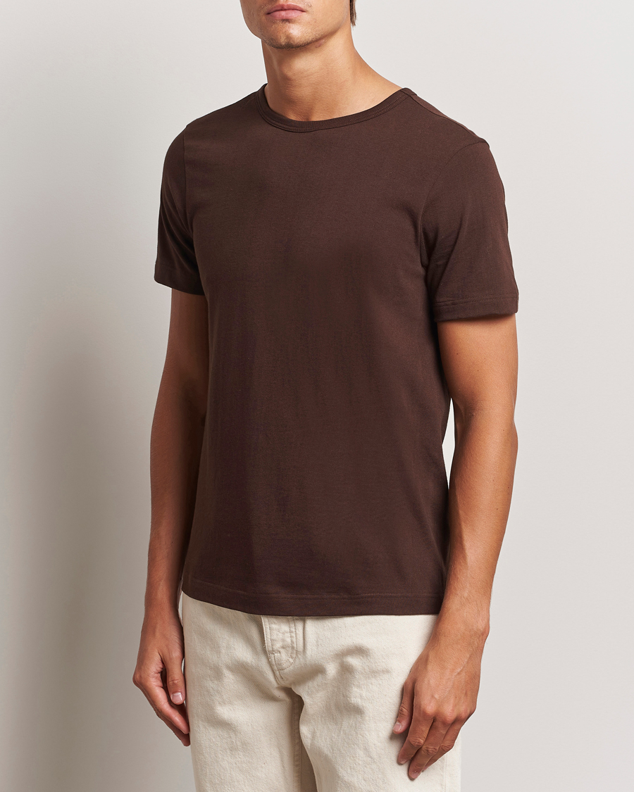 Homme | T-shirts | Merz b. Schwanen | 1950s Classic Loopwheeled T-Shirt Coffee