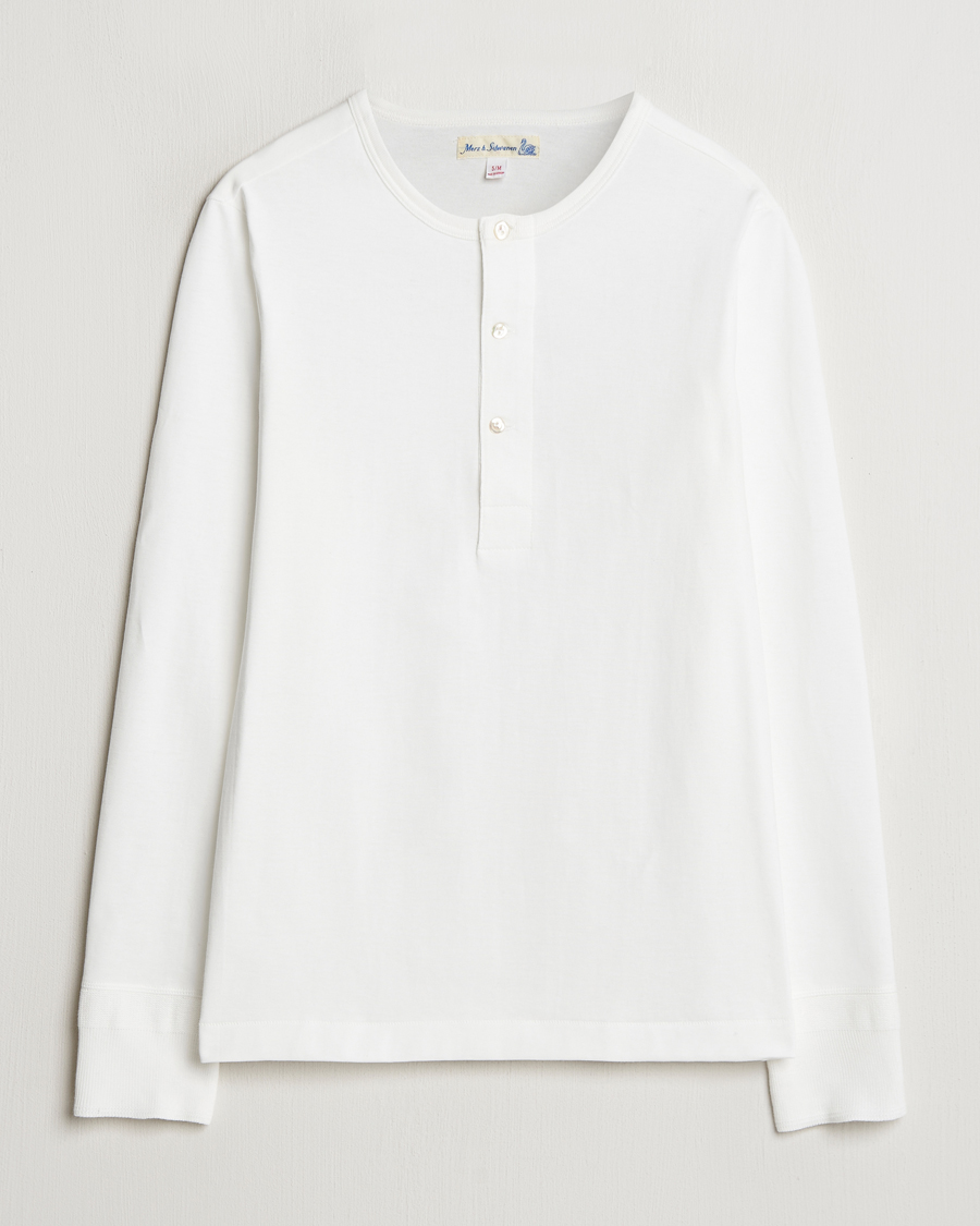 Homme | Pulls Et Tricots | Merz b. Schwanen | Classic Organic Cotton Henley Sweater White