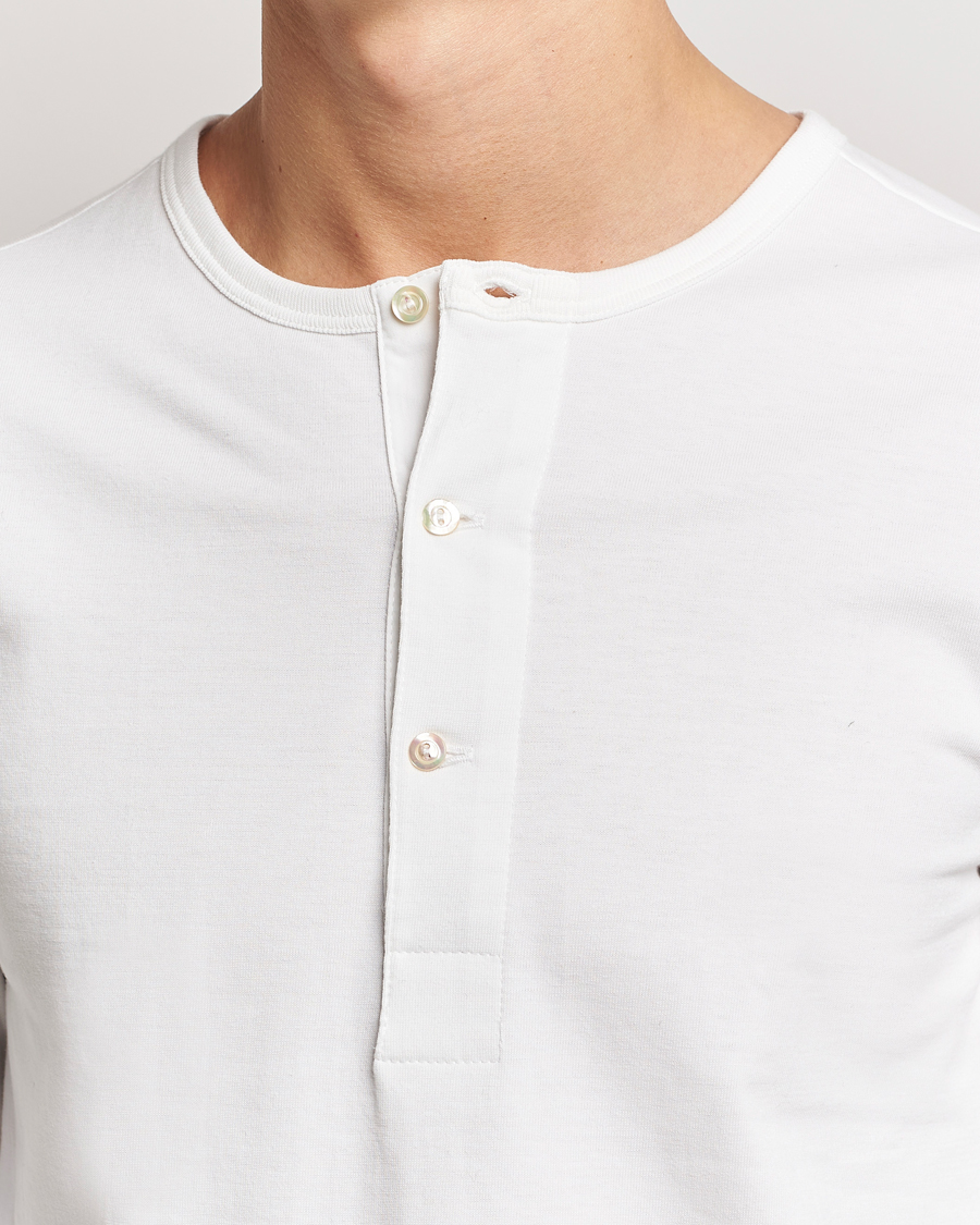 Homme | Pulls Et Tricots | Merz b. Schwanen | Classic Organic Cotton Henley Sweater White