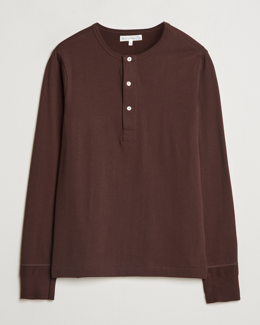 Homme | Pulls Et Tricots | Merz b. Schwanen | Classic Organic Cotton Henley Coffee