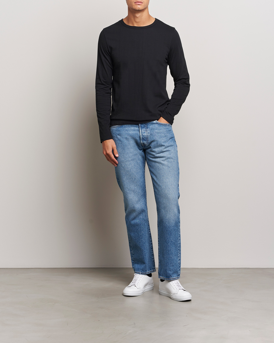 Homme | T-shirts | Merz b. Schwanen | 1950s Classic Loopwheeled Longsleeve T-Shirt Black