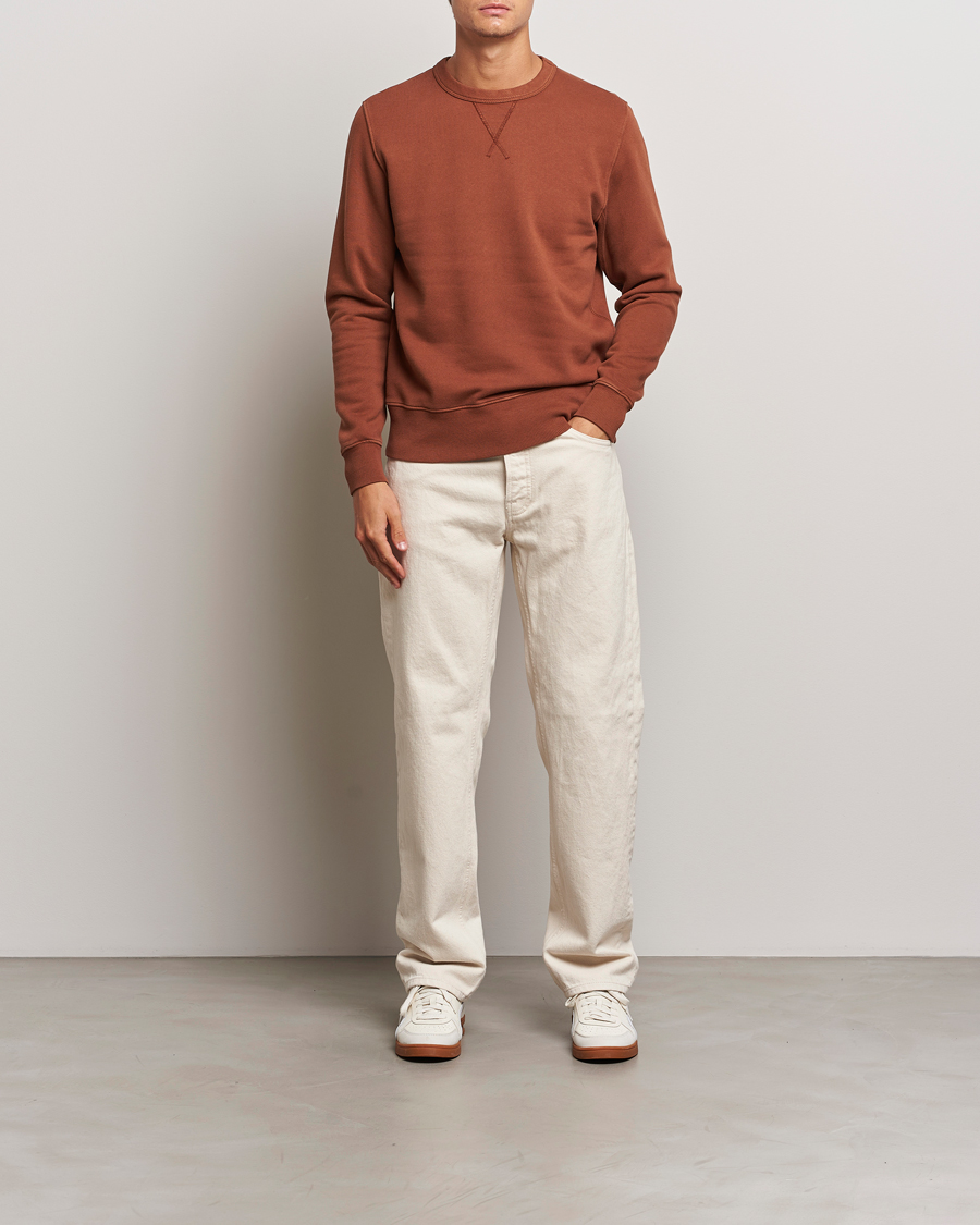 Homme | Pulls Et Tricots | Merz b. Schwanen | Vintage Fleece Crew Neck Sweatshirt Chestnut