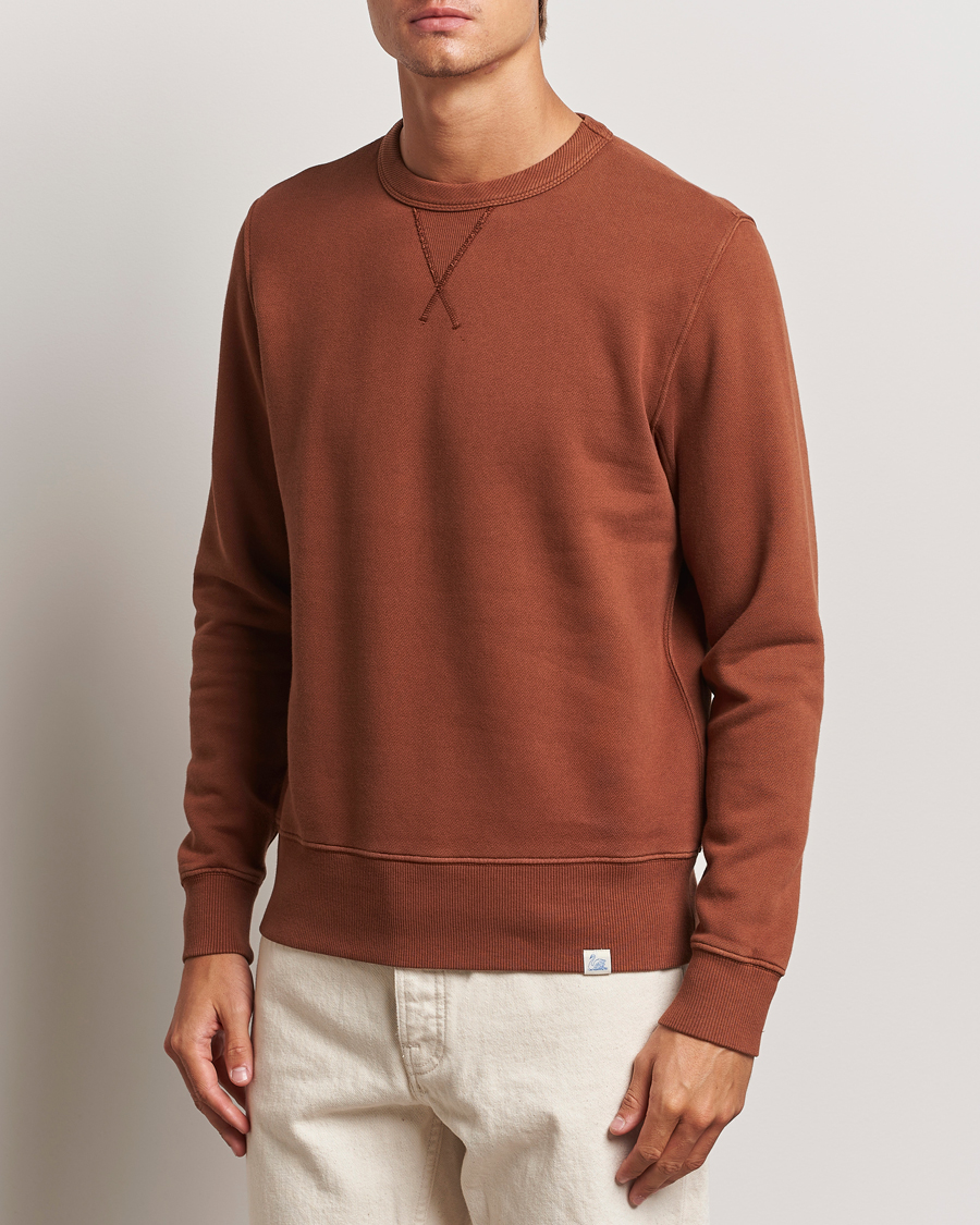 Homme | Pulls Et Tricots | Merz b. Schwanen | Vintage Fleece Crew Neck Sweatshirt Chestnut