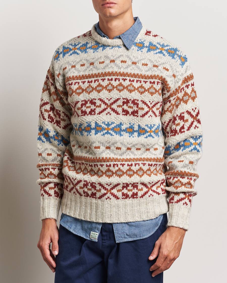 Homme | Pulls Et Tricots | BEAMS PLUS | Fair Isle Crew Neck Sweater Off White