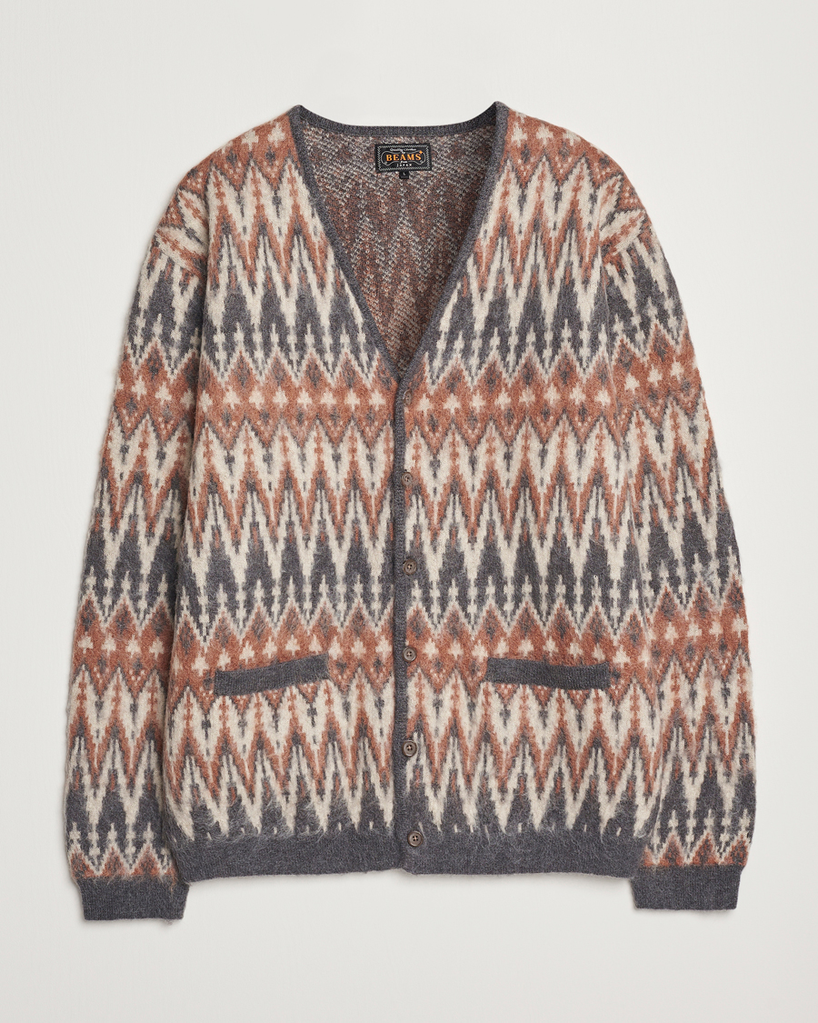 Homme | Pulls Et Tricots | BEAMS PLUS | Chevron Jacquard Cardigan Grey