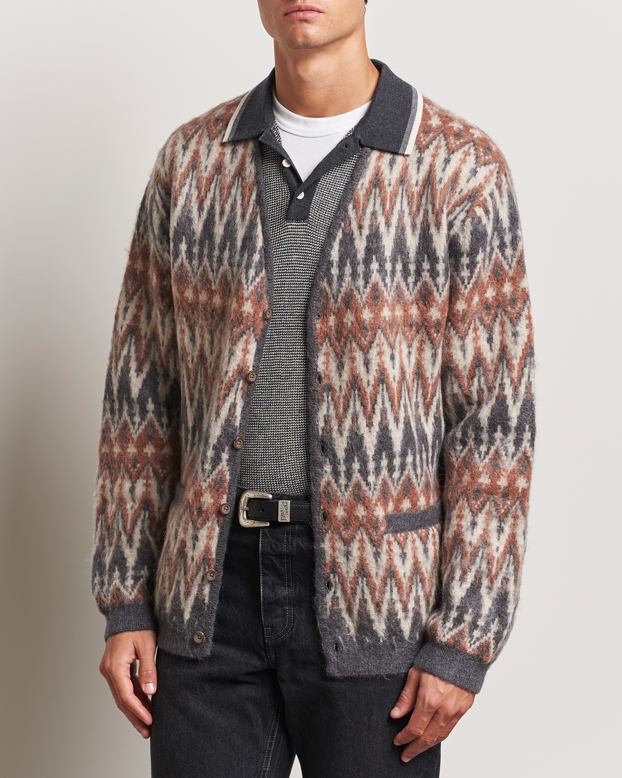 Homme | Pulls Et Tricots | BEAMS PLUS | Chevron Jacquard Cardigan Grey