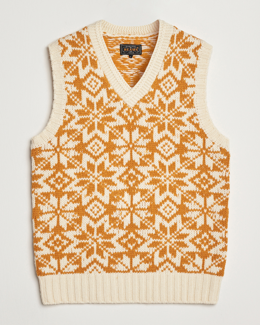Homme | Pulls Et Tricots | BEAMS PLUS | Snow Pattern Knit Vest Gold