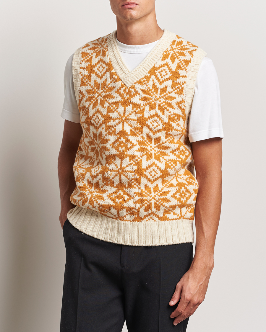 Homme | Pulls Et Tricots | BEAMS PLUS | Snow Pattern Knit Vest Gold