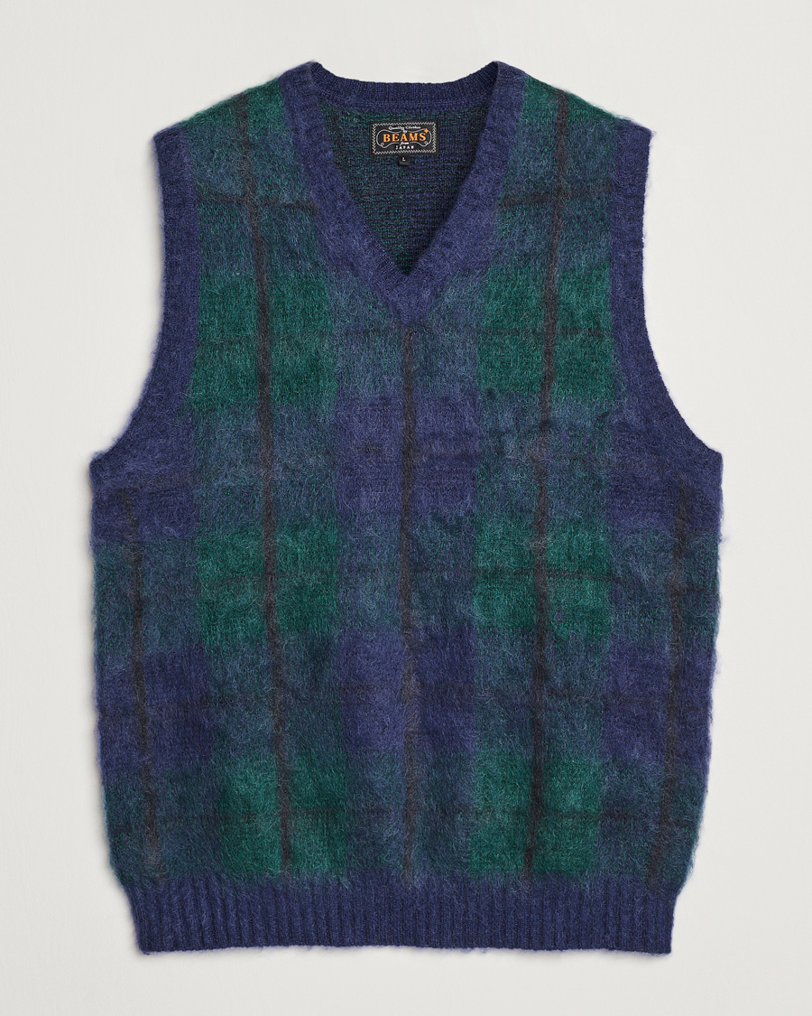 Homme | Pulls Et Tricots | BEAMS PLUS | Mohair Check Vest Navy