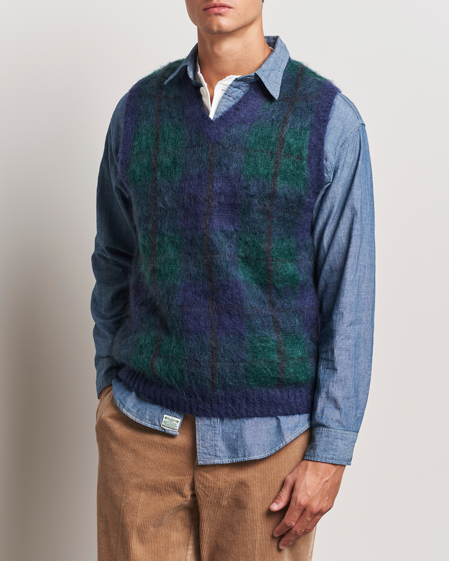 Homme | Pulls Et Tricots | BEAMS PLUS | Mohair Check Vest Navy