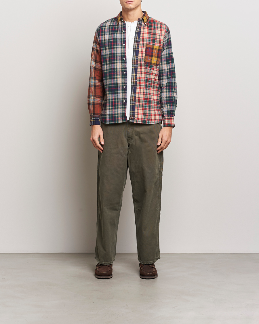Homme | Chemises | BEAMS PLUS | Patchwork Flannel Button Down Shirt Mustard Multi