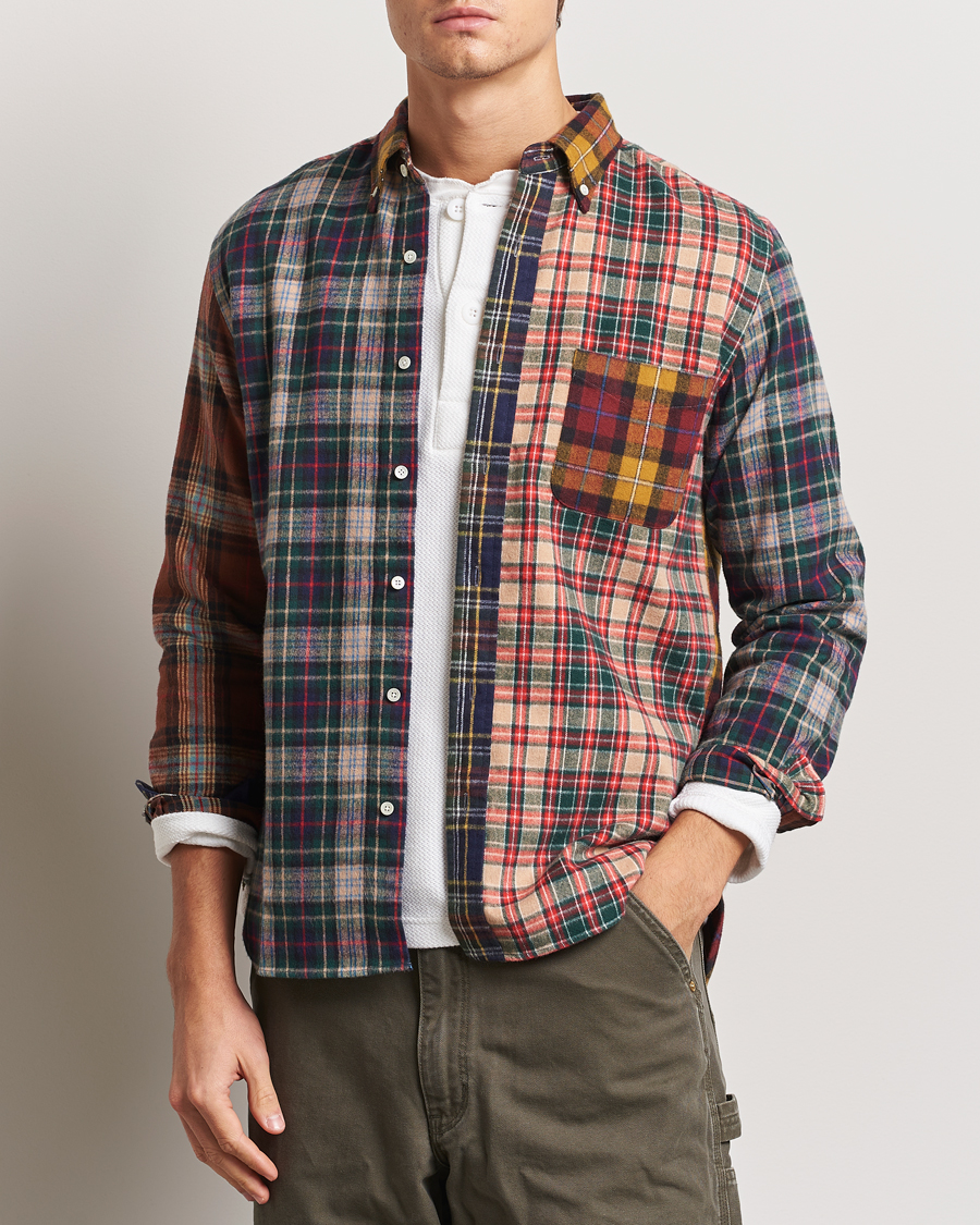 Homme | Chemises | BEAMS PLUS | Patchwork Flannel Button Down Shirt Mustard Multi