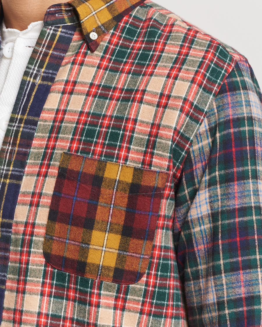 Homme | Chemises | BEAMS PLUS | Patchwork Flannel Button Down Shirt Mustard Multi