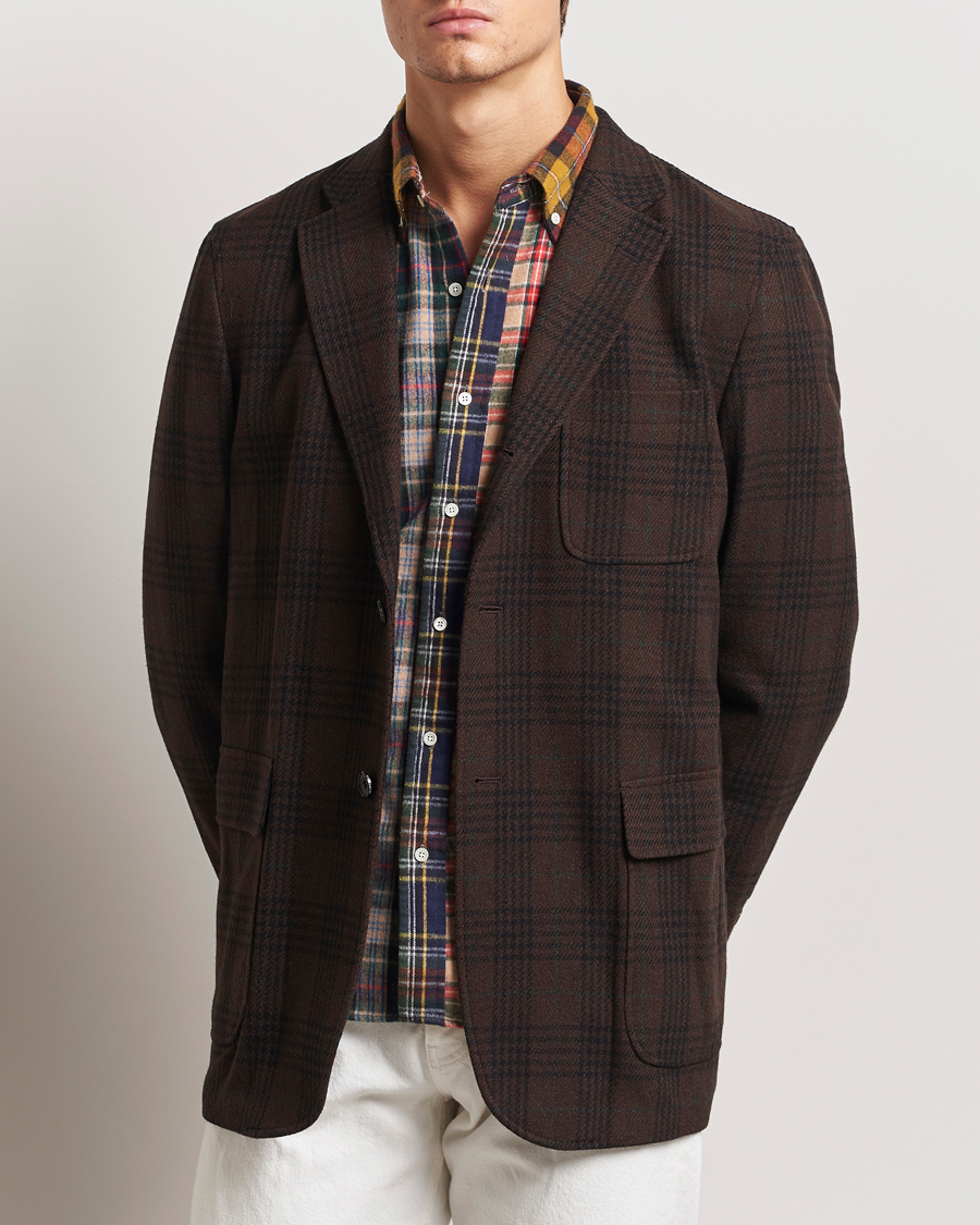 Homme | Blazers | BEAMS PLUS | Wool Plaid Blazer Dark Brown