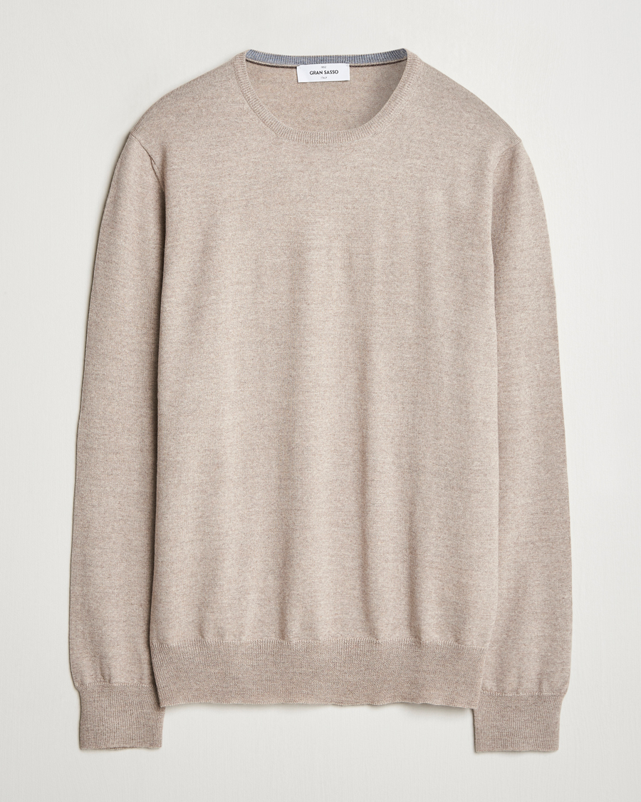 Homme | Pulls Et Tricots | Gran Sasso | Merino Fashion Fit Crew Neck Pullover Light Beige