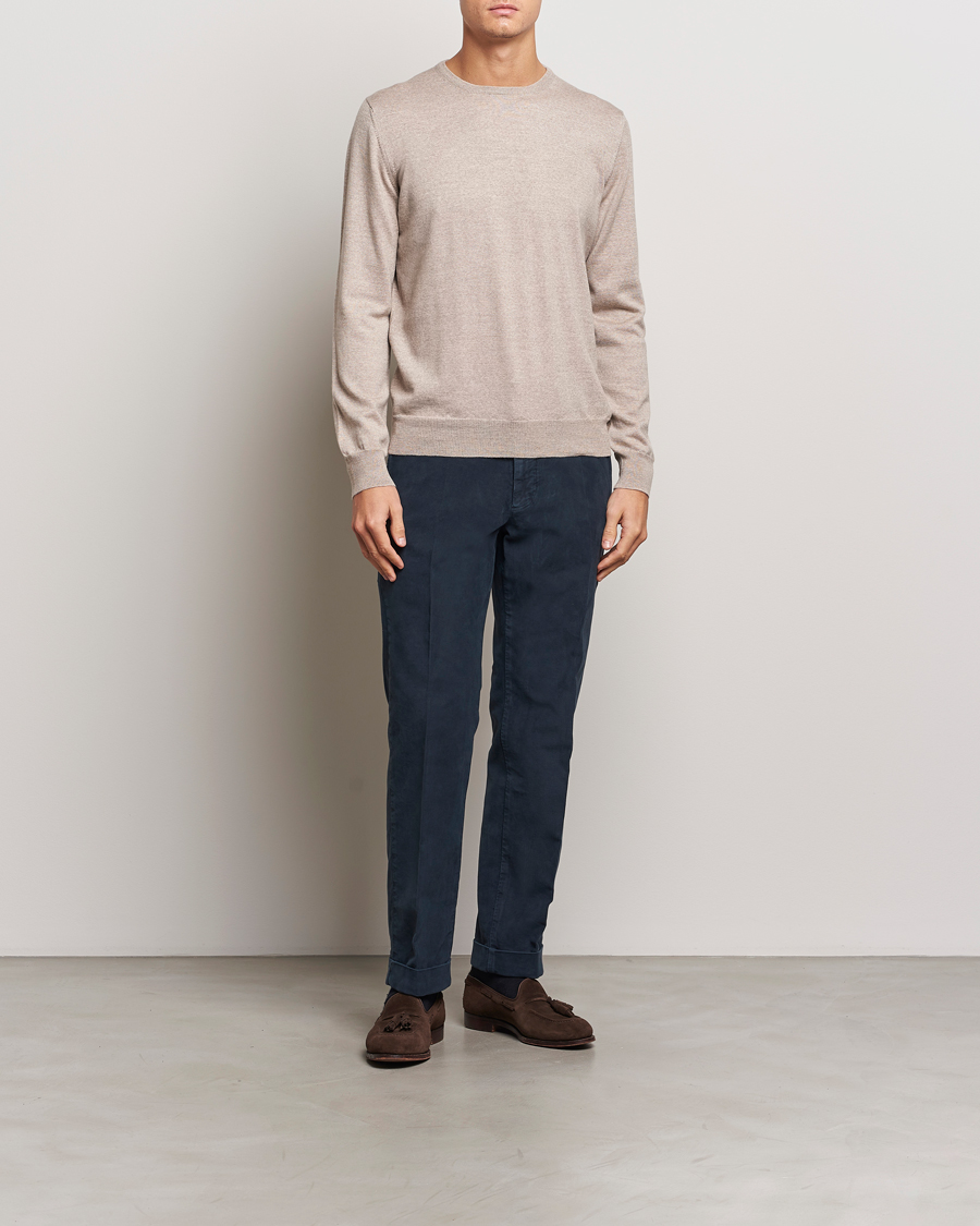 Homme | Pulls Et Tricots | Gran Sasso | Merino Fashion Fit Crew Neck Pullover Light Beige