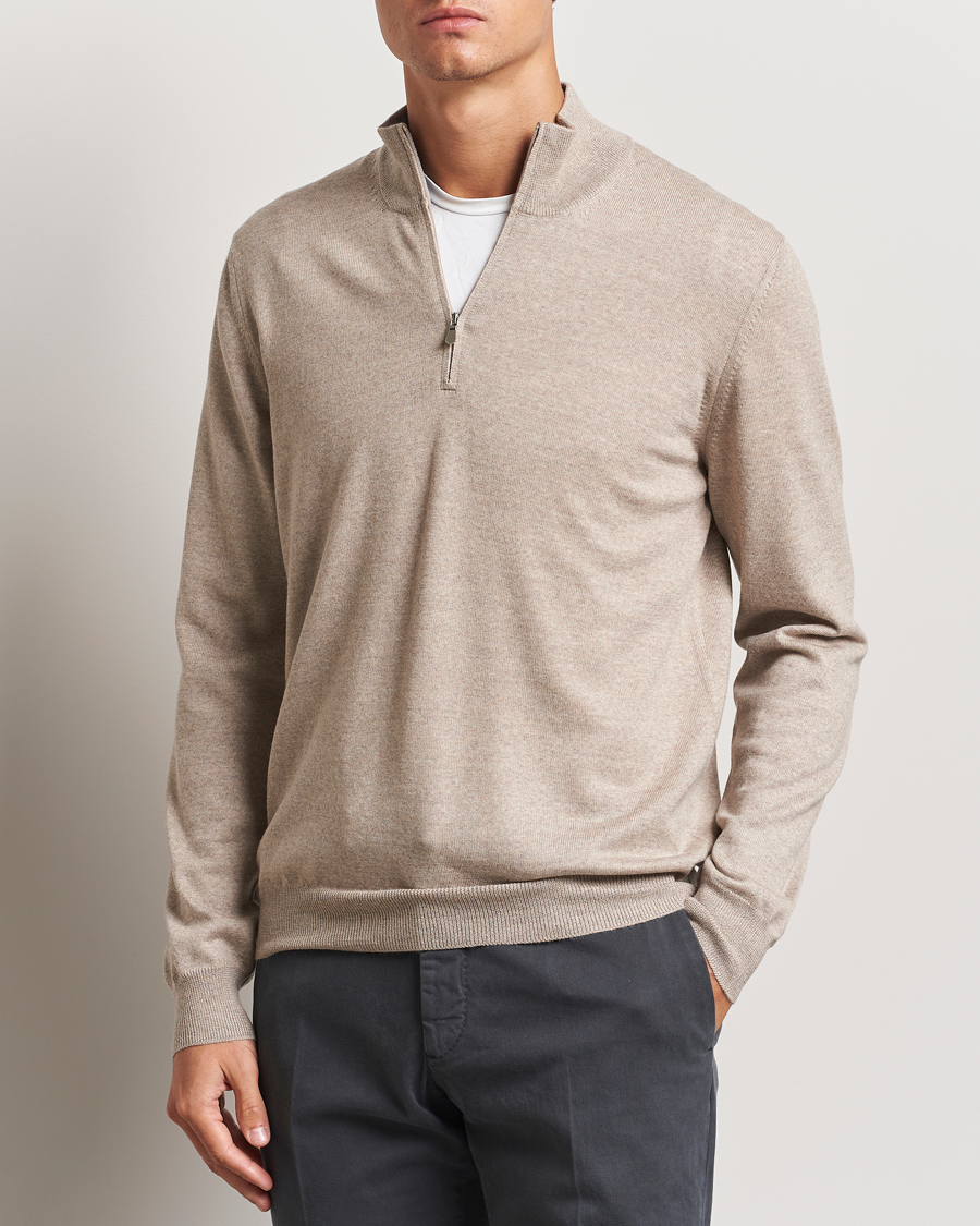 Homme | Pulls Et Tricots | Gran Sasso | Merino Fashion Fit Half Zip Light Beige