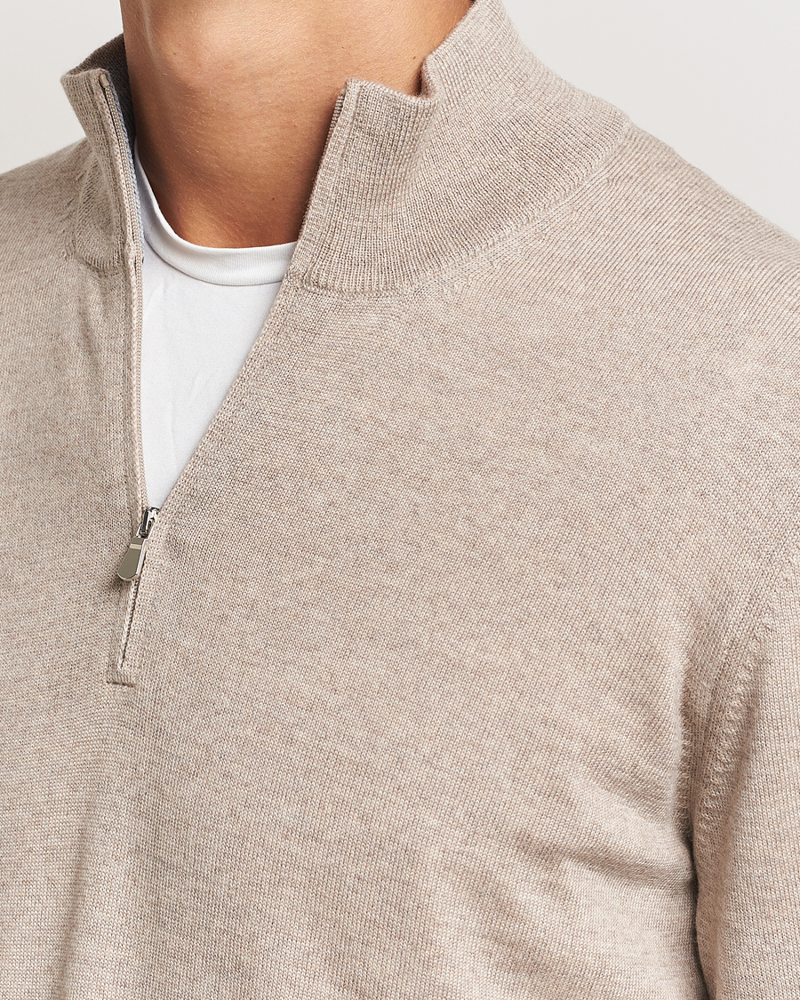Homme | Pulls Et Tricots | Gran Sasso | Merino Fashion Fit Half Zip Light Beige