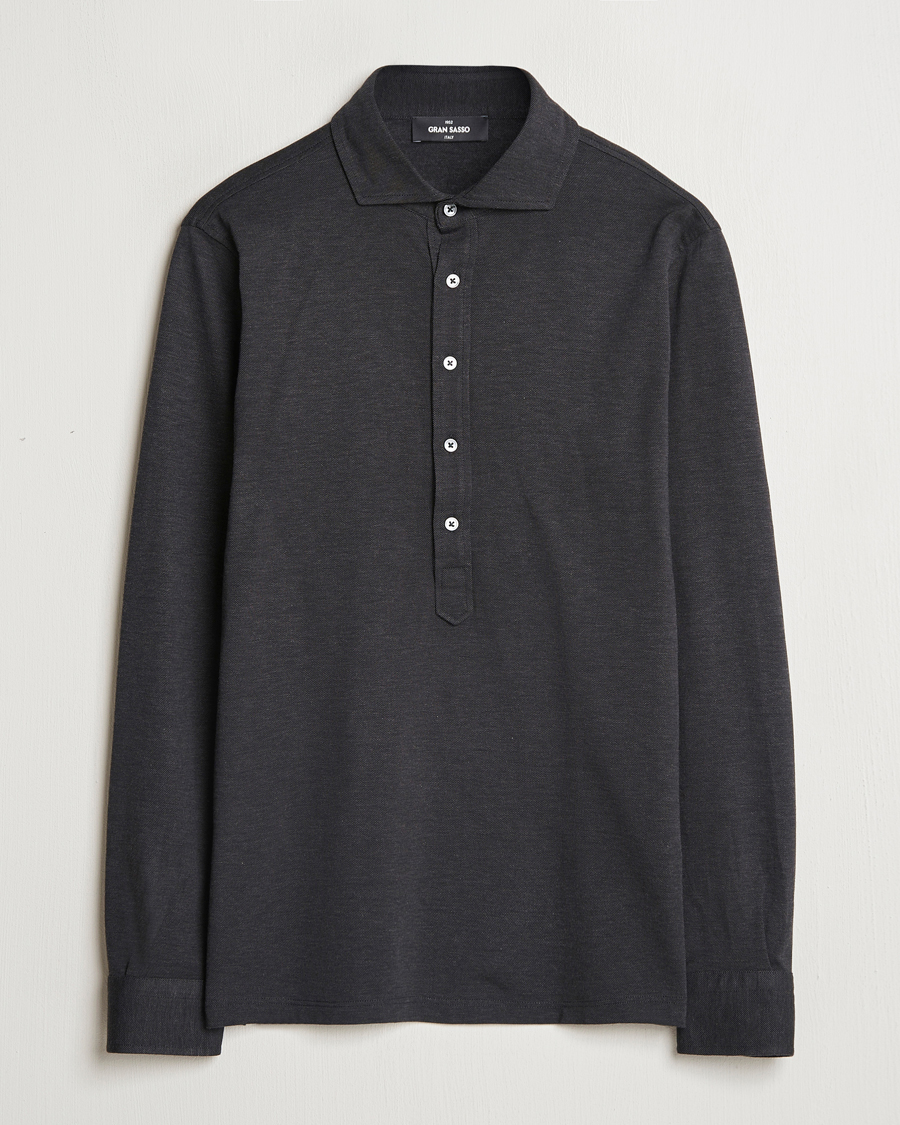 Homme | Chemises | Gran Sasso | Brushed Cotton Popover Shirt Black