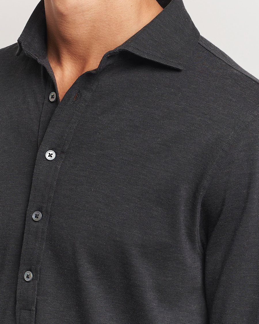 Homme | Chemises | Gran Sasso | Brushed Cotton Popover Shirt Black