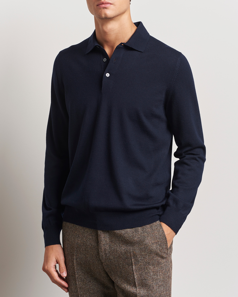Homme | Pulls Et Tricots | Gran Sasso | Merino Fashion Fit Polo Navy