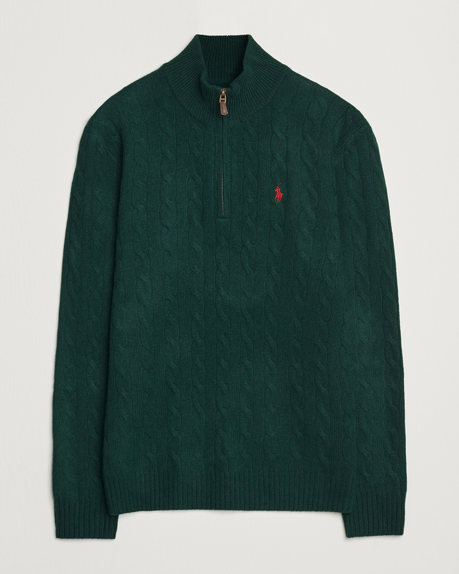 Homme | Pulls Et Tricots | Polo Ralph Lauren | Wool/Cashmere Cable Half Zip Green