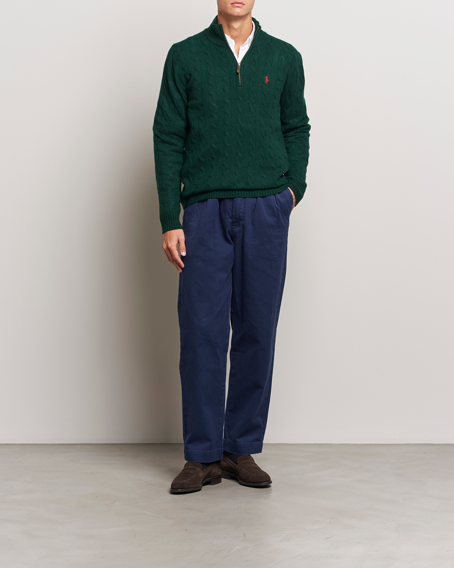 Homme | Pulls Et Tricots | Polo Ralph Lauren | Wool/Cashmere Cable Half Zip Green