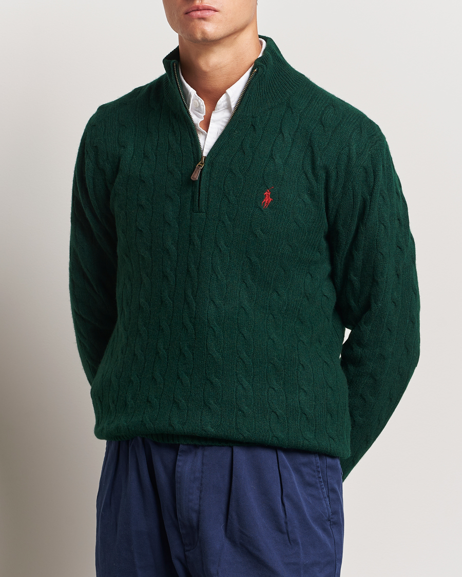 Homme | Pulls Et Tricots | Polo Ralph Lauren | Wool/Cashmere Cable Half Zip Green