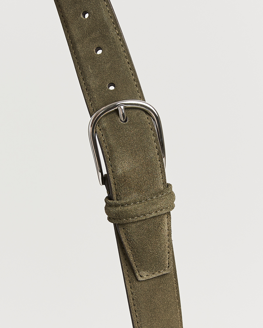 Homme | Ceintures | Anderson's | Suede 3,5 cm Belt Green