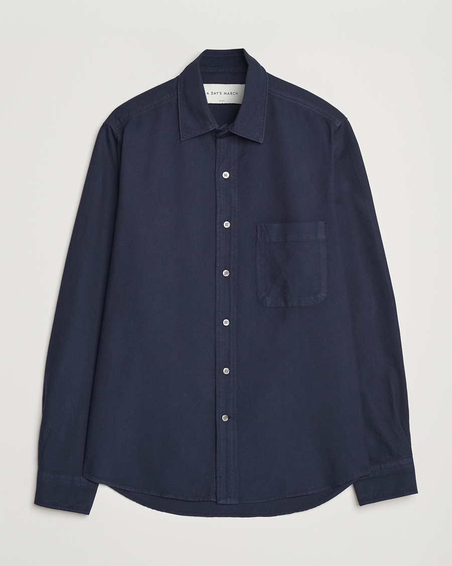 Homme | Chemises | A Day's March | Mason Dyed Oxford Shirt Navy