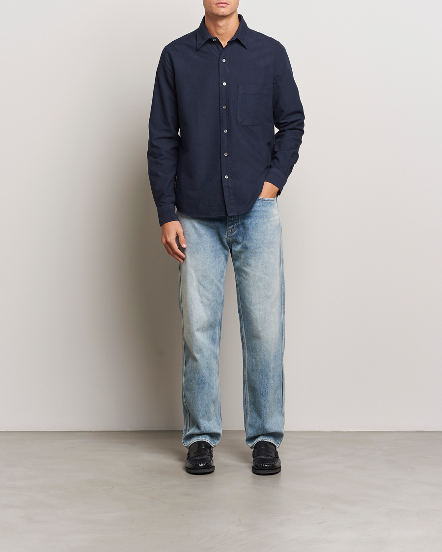 Homme | Chemises | A Day's March | Mason Dyed Oxford Shirt Navy