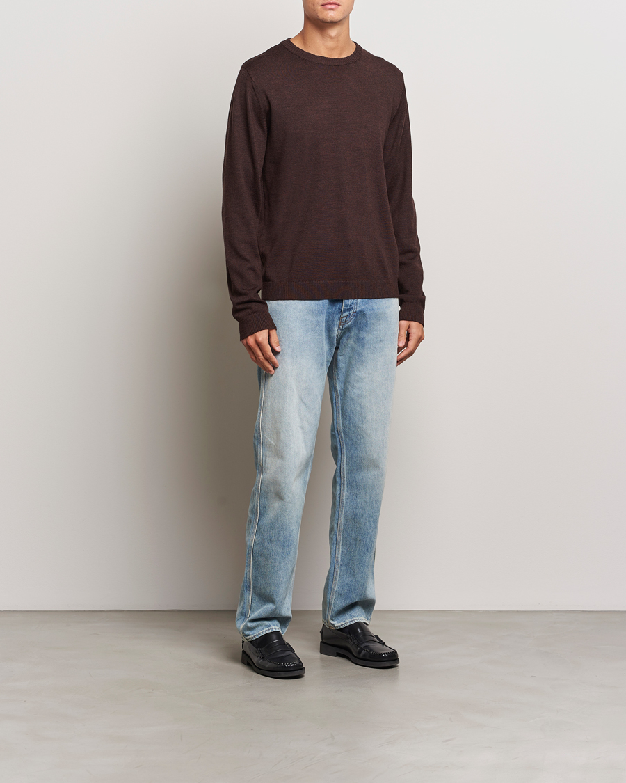 Homme | Pulls Et Tricots | A Day's March | Alagón Merino Crew Dark Brown