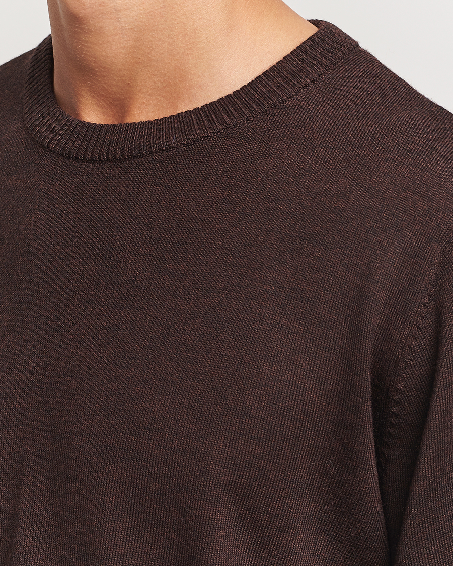 Homme | Pulls Et Tricots | A Day's March | Alagón Merino Crew Dark Brown