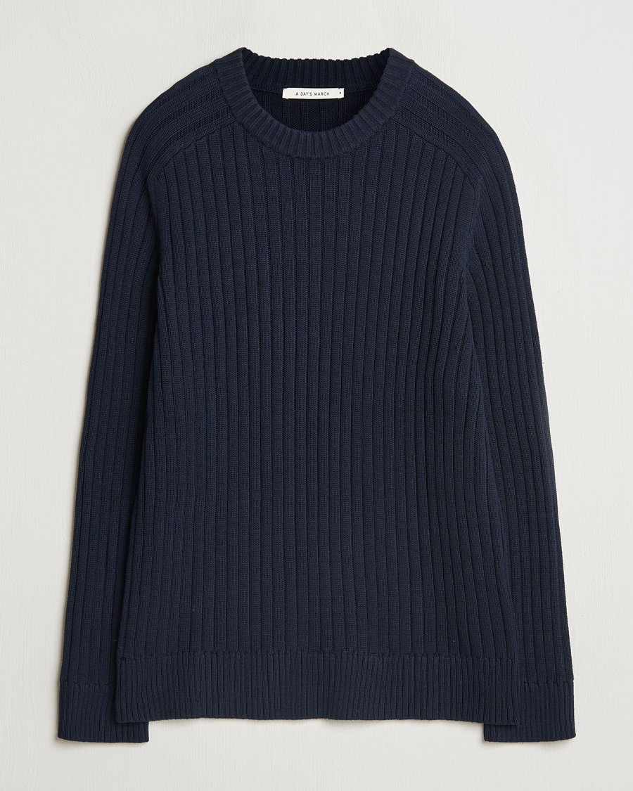 Homme | Pulls Et Tricots | A Day's March | Elmer Cotton Knit Sweater Navy