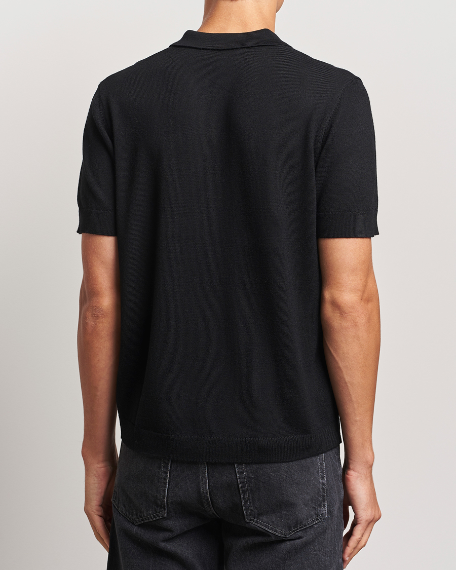 Homme | Polos | A Day's March | Rosehall Short Sleeve Merino Polo Black