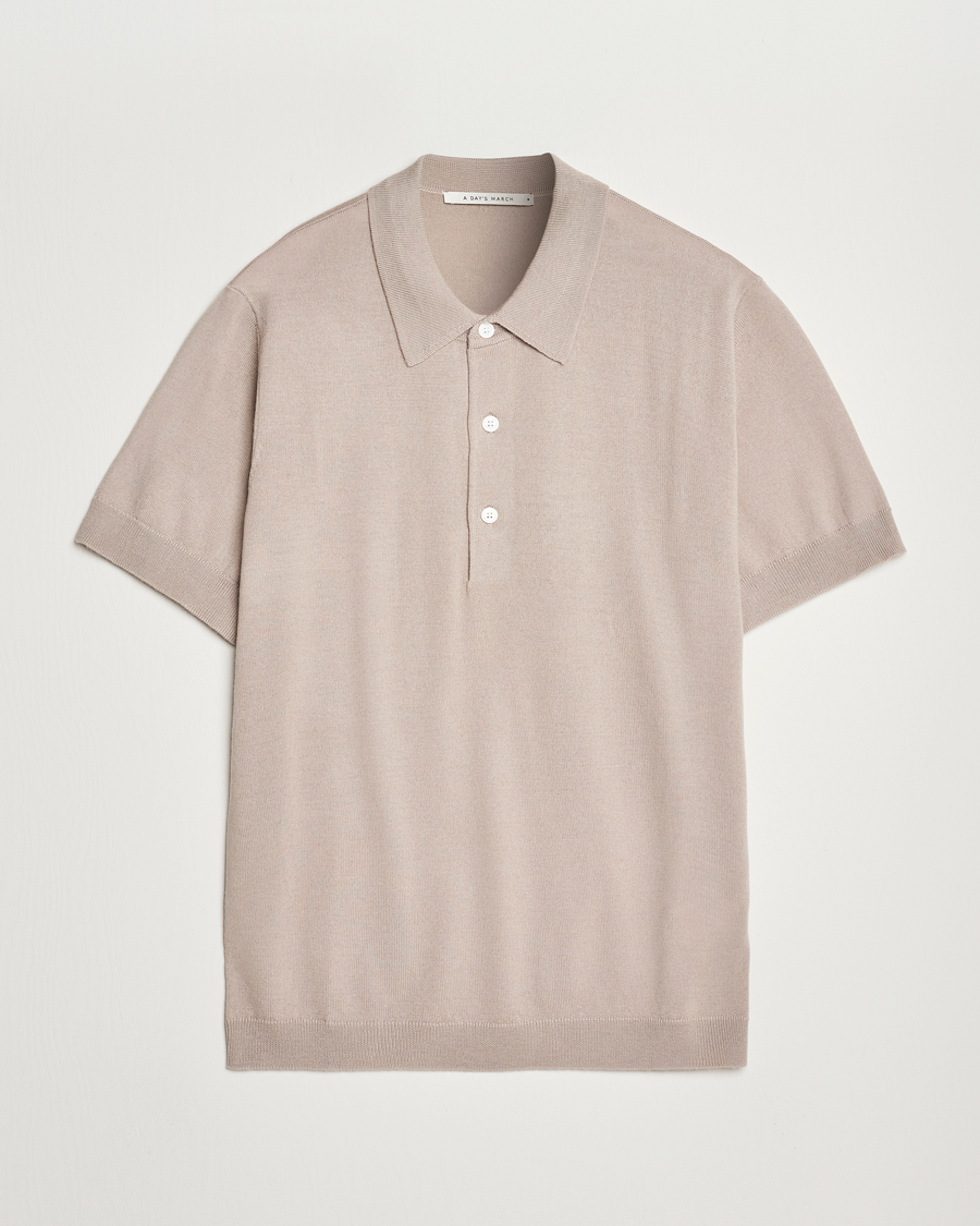 Homme | Polos | A Day's March | Rosehall Short Sleeve Merino Polo Dove
