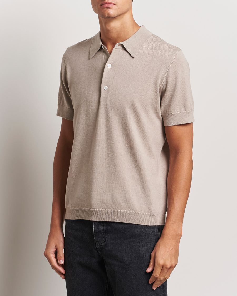 Homme | Polos | A Day's March | Rosehall Short Sleeve Merino Polo Dove