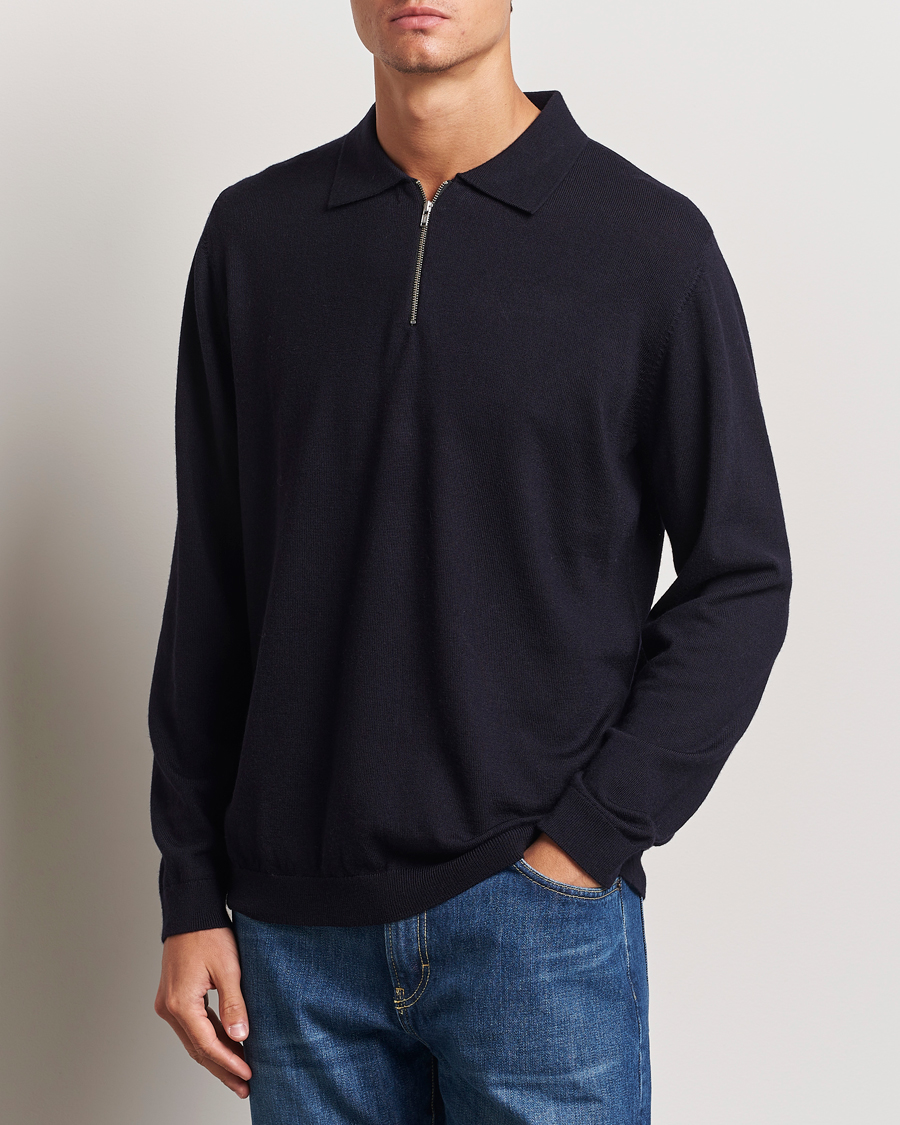 Homme | Pulls Et Tricots | A Day's March | Thompson Merino Half-Zip Polo Navy